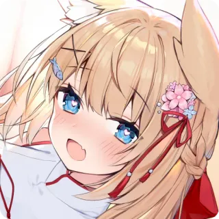😘 Anime, Ragazza volpe, Kemonomimi, Carina, Ragazza, Illustrazione, Kawaii telegram sticker