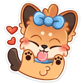 ☺️ anjing, binatang, imut, cinta, pita, kartun, hati whatsapp sticker