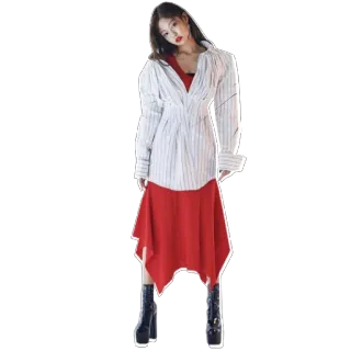 🙍 woman, dress, red dress, fashion, style, boots telegram sticker