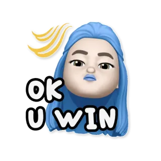 😠 OK U WIN Emoji, Ok, Vitória, Desenho animado, Mulher, Meme telegram sticker