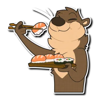 🍣 otter, sushi, food, animal, cute, chopsticks telegram sticker