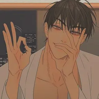 👌 anime, uomo, gesto OK, illustrazione, personaggio telegram sticker