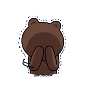 😢 Brown ours, personnage, triste, pleurer, émotionnel, marron, Line Friends whatsapp sticker