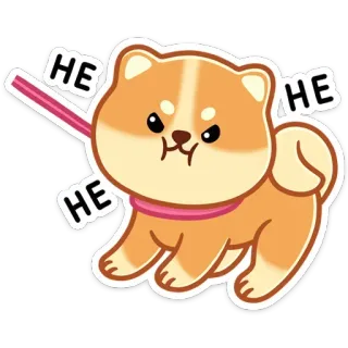🙅‍♂️ HE HE HE 개, 시바견, 귀여운, 동물, 애완동물, 웃긴, 만화 telegram sticker