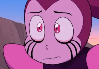 🥺 Spinell Steven Universe cartoon, character, crying, sad, pink, Spinell whatsapp sticker