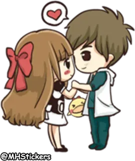 💑 Dibujos animados, Amor, Romance, Pareja, Corazón, Lindo whatsapp sticker