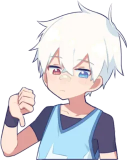👎 Anime, Menino, Polegar para baixo, Desgosto, Sticker telegram sticker