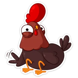 ✌️ chicken, rooster, animal, cartoon, farm, poultry telegram sticker