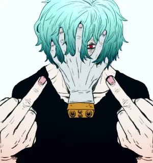 💋 Shigaraki Tomura My Hero Academia anime, my hero academia, shigaraki tomura, middle finger, villain, hands, fan art telegram sticker