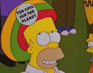 😎 Homer Simpson The Simpsons TOO COOL FOR THIS PLANET 만화, 심슨, 호머, 라스타, 멋진 telegram sticker