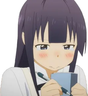 😢 Anime, Chica, Escritura, Triste, Personaje, Lindo, Ilustración telegram sticker