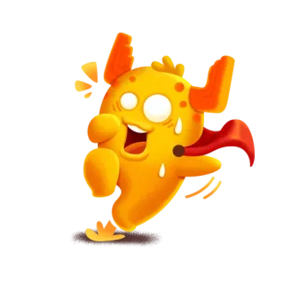 😯 cartone animato, mostro, giallo, correndo, mantello telegram sticker
