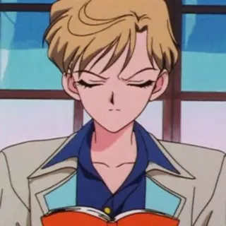 🥂 Haruka Tenoh Sailor Moon anime, sailor moon, haruka tenoh, character, reading, blonde telegram sticker