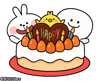 🎂 HAPPY ケーキ, 誕生日, ハッピー, 動物, お祝い, かわいい, アニメ, スイーツ whatsapp sticker