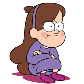 😕 Mabel Pines Gravity Falls cartoon, animated, tv show, disney, angry, sitting, mabel telegram sticker
