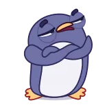 😒 เพนกวิน, การ์ตูน, สัตว์, เบื่อ, น่ารัก whatsapp sticker