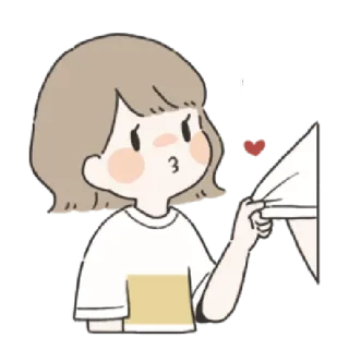 🌟 Dessin animé, Fille, Amour, Romance, Mignon, Cœur telegram sticker