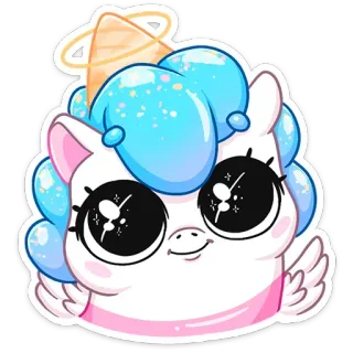 😍 유니콘, 귀여운, 카와이, 판타지, 동물, 스티커 telegram sticker