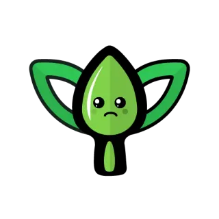 😔 planta, triste, folha, fofo, minimalista telegram sticker