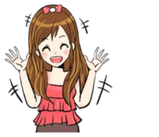 🤗 cartoon, girl, happy, cute, animation, cheerful telegram sticker