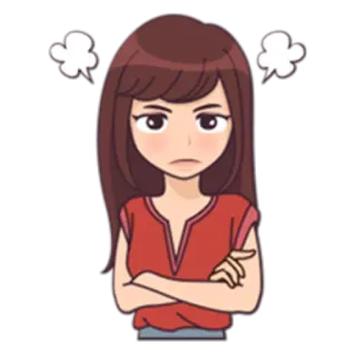 😤 wütend, genervt, Frau, Cartoon, verärgert, verschränkte Arme whatsapp sticker