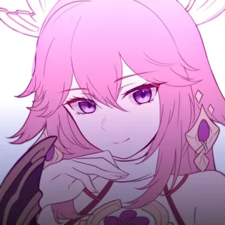 🔮 Yae Miko Genshin Impact 애니메이션, 게임, 원신, 야에 미코, 여우, 분홍 머리 whatsapp sticker