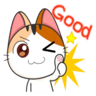 👍 Good gato, adesivo, fofo, positivo, joinha, kawaii telegram sticker