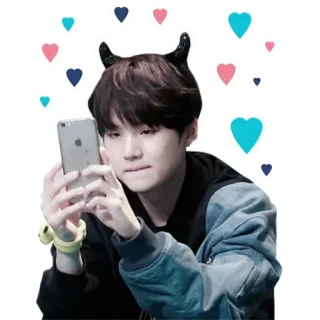 📱 Селфи, Портрет, Сердечки, Мило, Рожки, Человек, Телефон whatsapp sticker