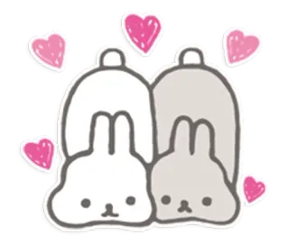 ❤ coelho, coelhinho, fofo, corações, amor, animal, desenho animado, kawaii telegram sticker