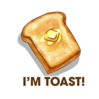 🍞 I'M TOAST! toast, cibo, colazione, burro, cartoni animati, umorismo, gioco di parole whatsapp sticker