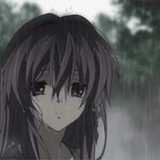 😥 Anime, Ragazza, Triste, Pioggia, Manga telegram sticker