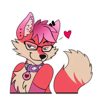 😏 Furry, Cáo, Anthro, Nhân hóa, Động vật, Dễ thương, Hồng telegram sticker