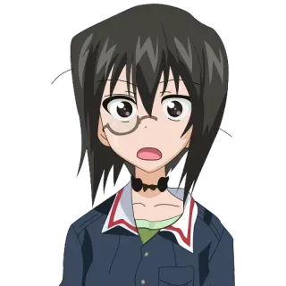 😧 Anime, Mädchen, Brille, geschockt, dunkle Haare whatsapp sticker