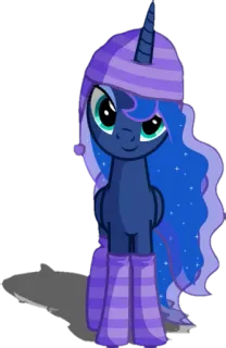 😊 Princess Luna My Little Pony princesa luna, my little pony, adormilado, unicornio, dibujos animados, poni, sombrero, pijama telegram sticker