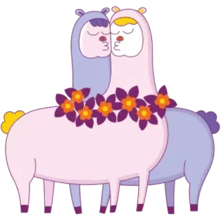 💏 llama, beso, flores, alpaca, amor, animal telegram sticker