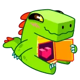 😍 Cartoon, Dinosaurier, Herz, Liebe, Süß whatsapp sticker