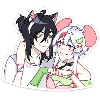 ☺️ Аниме, Каваи, Милый, Мультфильм, Девочка, Мальчик, Друзья telegram sticker