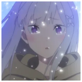 🍼 Emilia Re:Zero − Starting Life in Another World Anime, Triste, Llorando, Emilia, Chica, Re:Zero whatsapp sticker