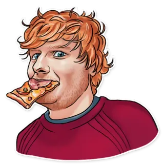 🍕 Ed Sheeran cantante, músico, pizza, pelo rojo, celebridad, retrato telegram sticker