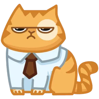 👔 kat, zaken, kantoor, serieus, stropdas, oranje, dier, sticker whatsapp sticker