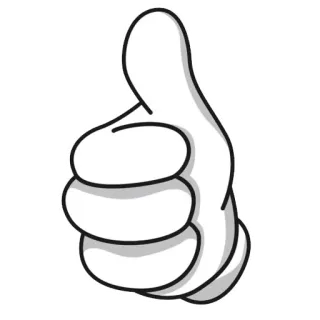 👍 pulgar arriba, dibujo animado, gesto, aprobación, éxito whatsapp sticker