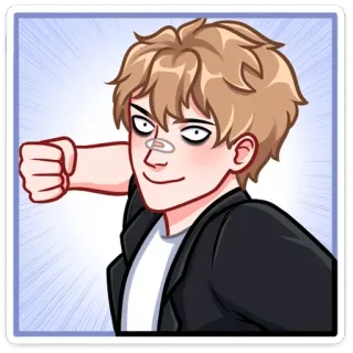 👊 Cartoon, Faust, Schlag, Figur, Anime, arrogant telegram sticker