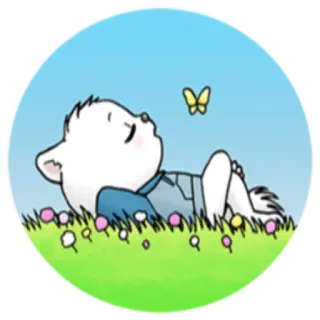 🏖 mignon, chat, dessin animé, papillon, relaxant, animal telegram sticker