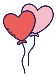 ❤️ @dew_art 하트, 풍선, 사랑, 귀여운, 빨간색, 분홍색 telegram sticker