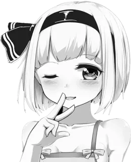 😏 애니메이션 소녀, 귀여운, 윙크, 평화 기호, 만화, 소녀, 만화 telegram sticker
