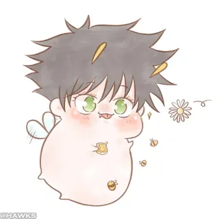 ⚫️ @HAWKS kawaii, chibi, imut, lebah, madu, gaya anime, gambar, kartun telegram sticker