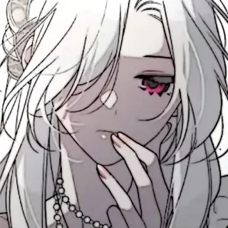 🕊 Аниме, Девушка, Белые волосы, Иллюстрация, Манга, Портрет telegram sticker