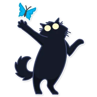 🤩 cat, butterfly, cartoon, animal, pet, cute, playful telegram sticker