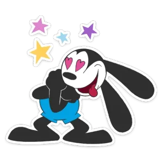 😳 Oswald the Lucky Rabbit dibujos animados, conejo, amor, estrellas, Oswald el conejo afortunado, animación telegram sticker