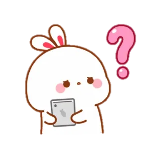 🐰 토끼, 물음표, 혼란스러움, 생각하는, 흰색, 아이패드, 귀여운 telegram sticker
